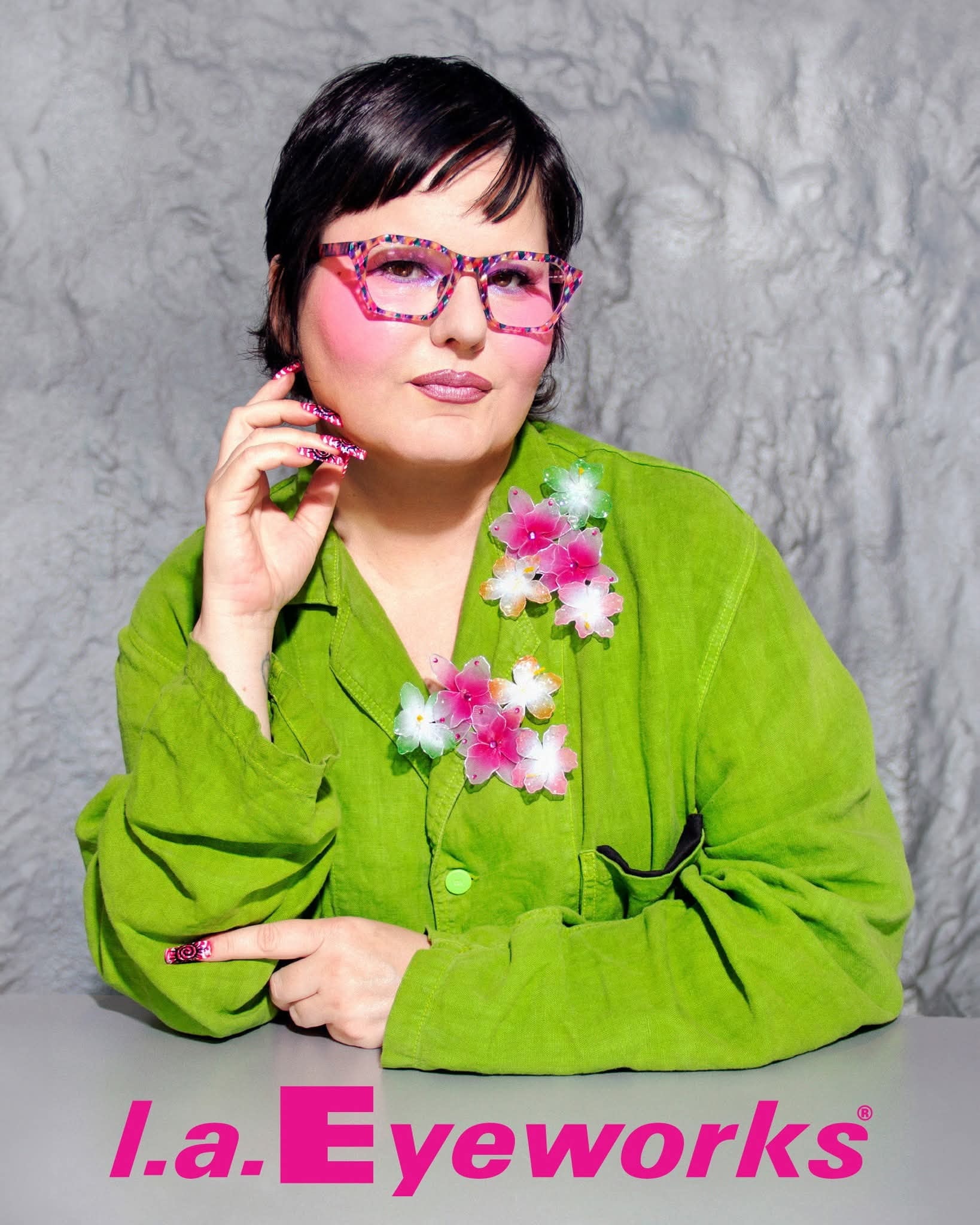 l.a. Eyeworks — pink confetti cat-eye frames