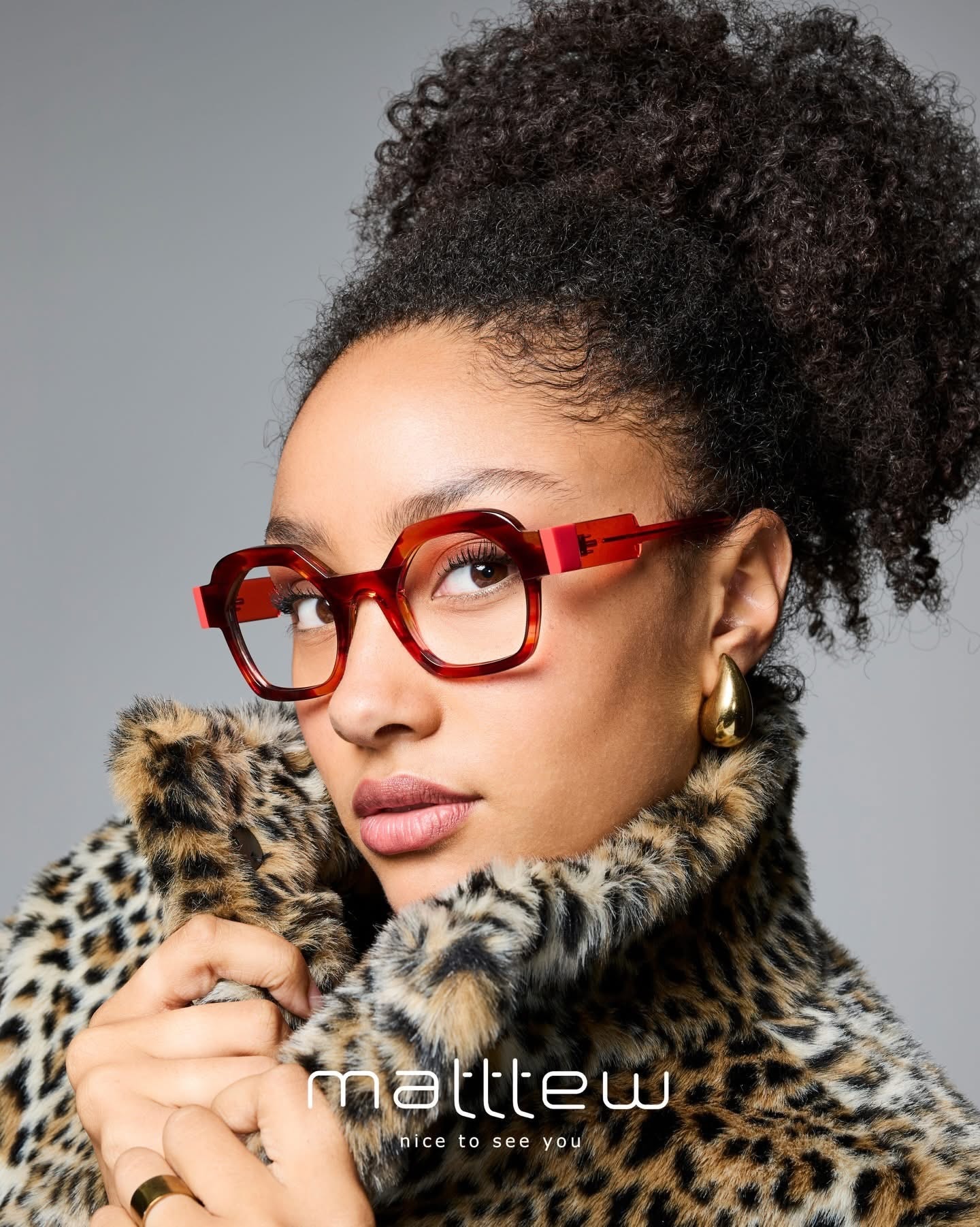 Matttew — red tortoise frames with leopard coat